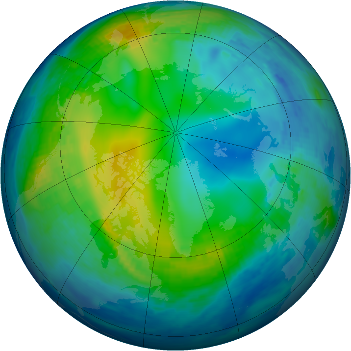 Arctic ozone map for 19 November 1992